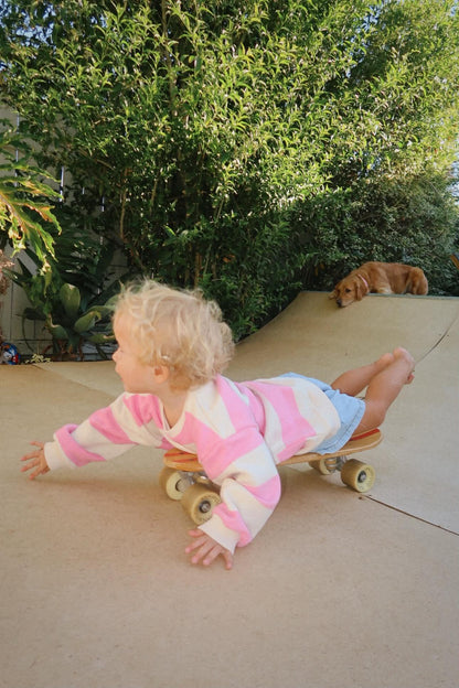 [At Noon Original Design] Kids Bold Stripe Sweatshirt (6m-8y) - Pink kids outfit