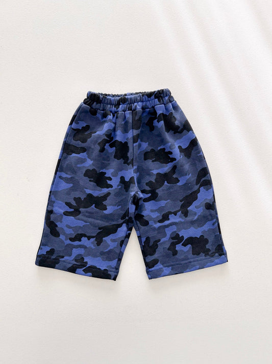 [At Noon Original Design] Kids Camouflage Wide Leg Pants (6m-7y) - Blue kids outfit