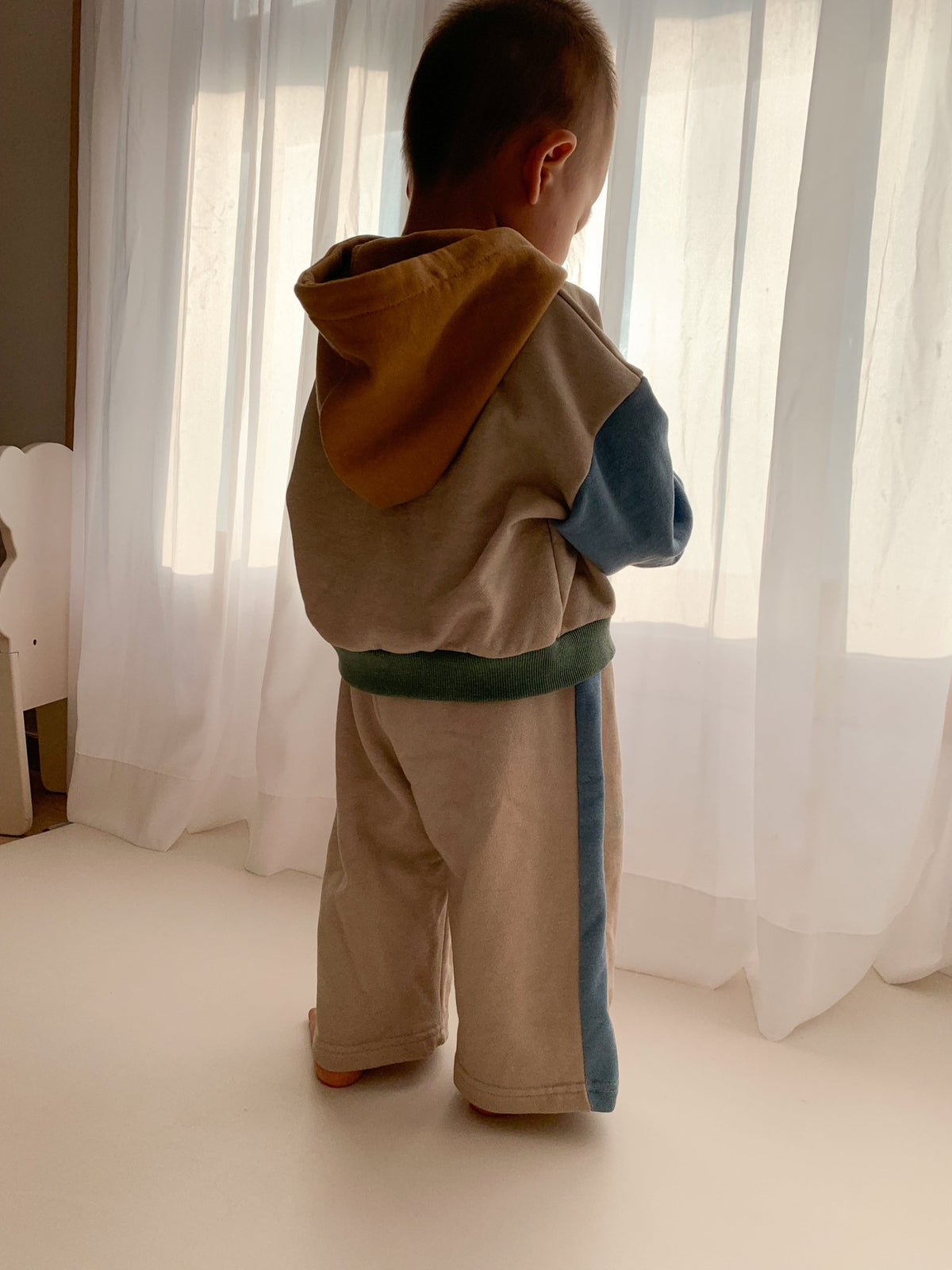[At Noon Original Design] Kids ColorBlock Wide Leg Pants Sets (6m-7y) - Beige kids outfit