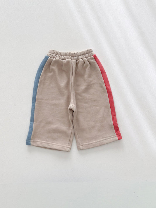 [At Noon Original Design] Kids ColorBlock Wide Leg Pants Sets (6m-7y) - Beige kids outfit