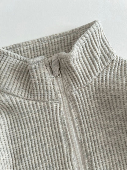 [At Noon Original Design] Kids Half - Zip Waffle Top (6m - 7y) - 3 Colors kids outfit