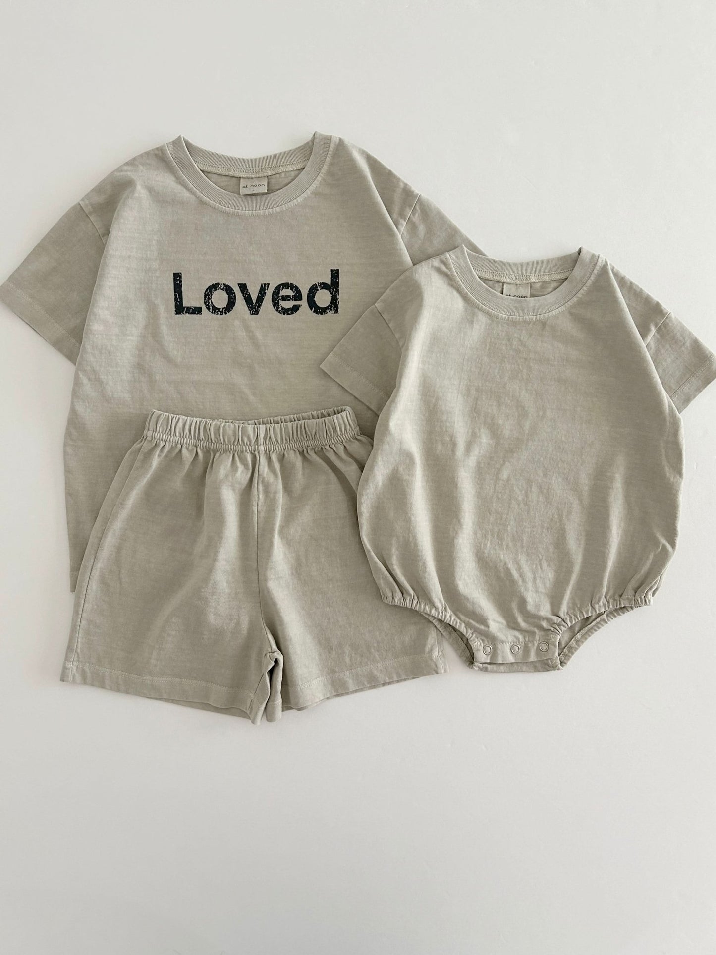[At Noon Original Design] Kids Loved Garment - Dyed T-Shirt and Shorts Set (6m - 7y) - 4 Colors kids outfit