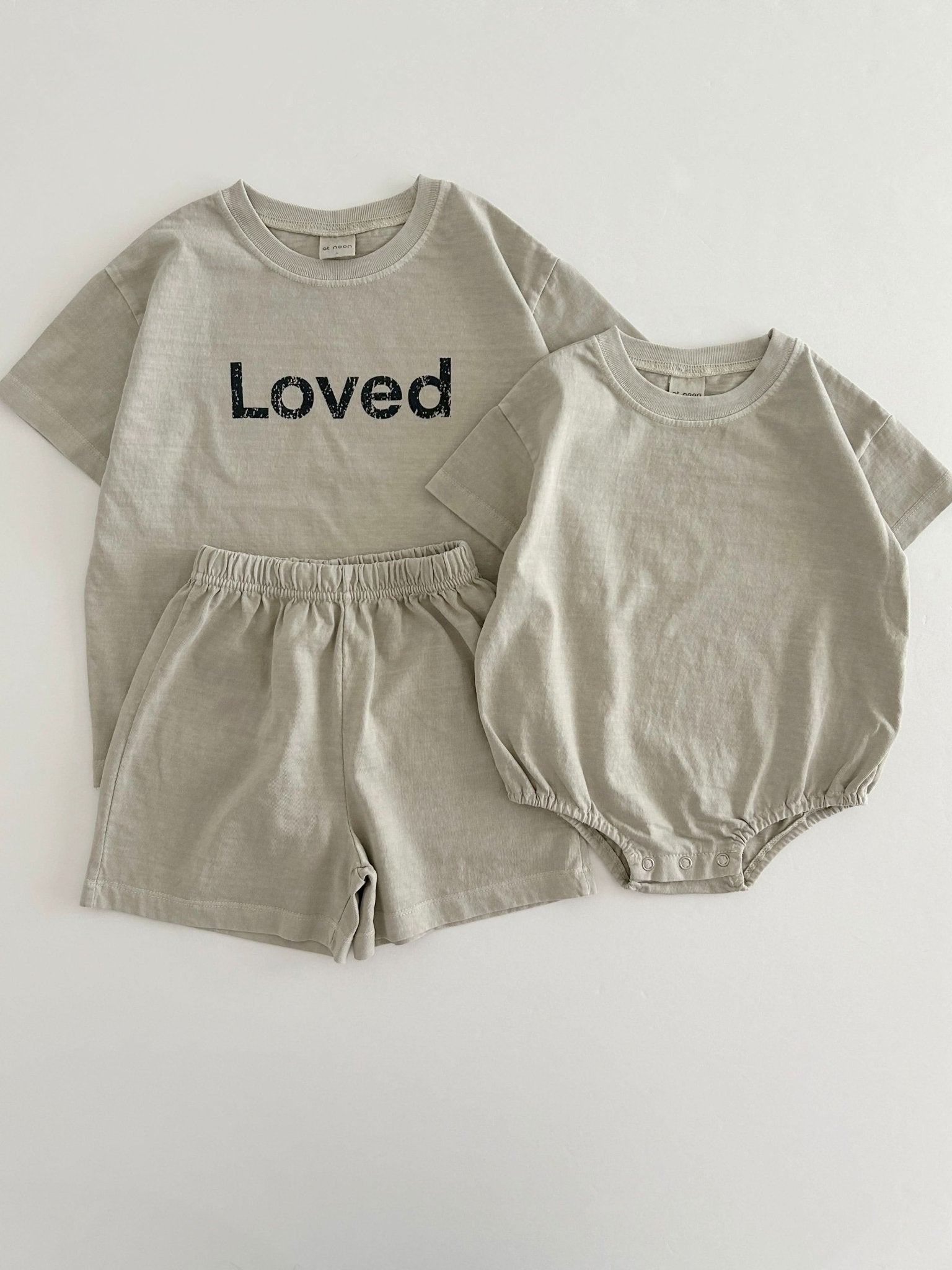 [At Noon Original Design] Kids Loved Garment - Dyed T-Shirt and Shorts Set (6m - 7y) - 4 Colors kids outfit