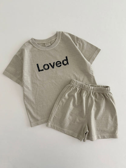 [At Noon Original Design] Kids Loved Garment - Dyed T-Shirt and Shorts Set (6m - 7y) - 4 Colors kids outfit