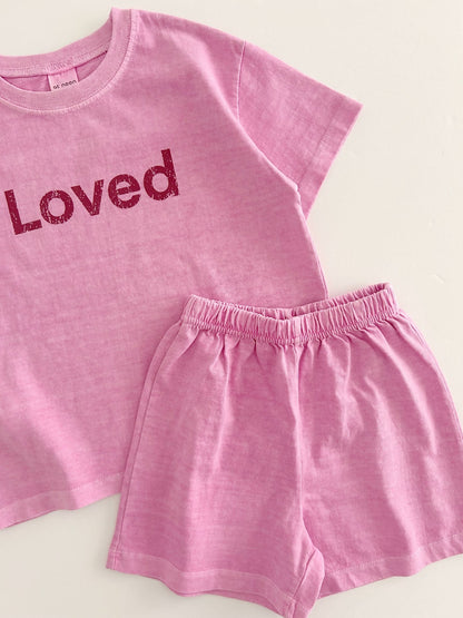 [At Noon Original Design] Kids Loved Garment - Dyed T-Shirt and Shorts Set (6m - 7y) - 4 Colors kids outfit