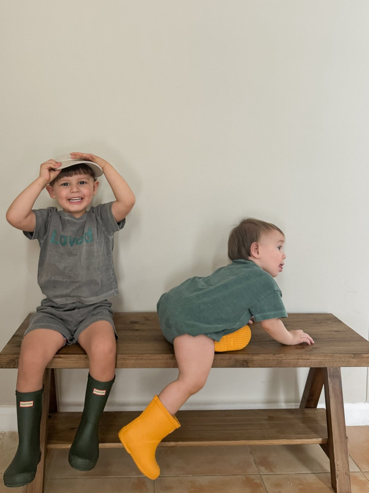 [At Noon Original Design] Kids Loved Garment - Dyed T-Shirt and Shorts Set (6m - 7y) - 4 Colors kids outfit