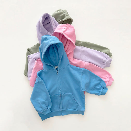 [At Noon Original Design] Kids Pigment Dyed Zip - up Hoodie (1 - 6y) - 4 Colors kids outfit