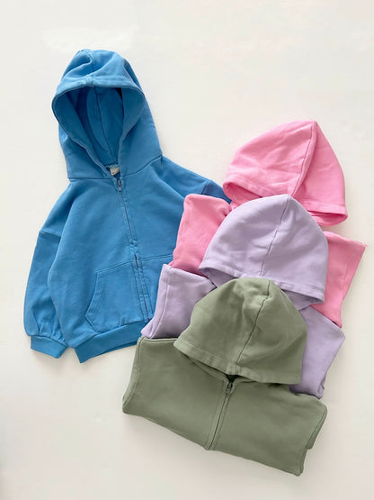 [At Noon Original Design] Kids Pigment Dyed Zip - up Hoodie (1 - 6y) - 4 Colors kids outfit
