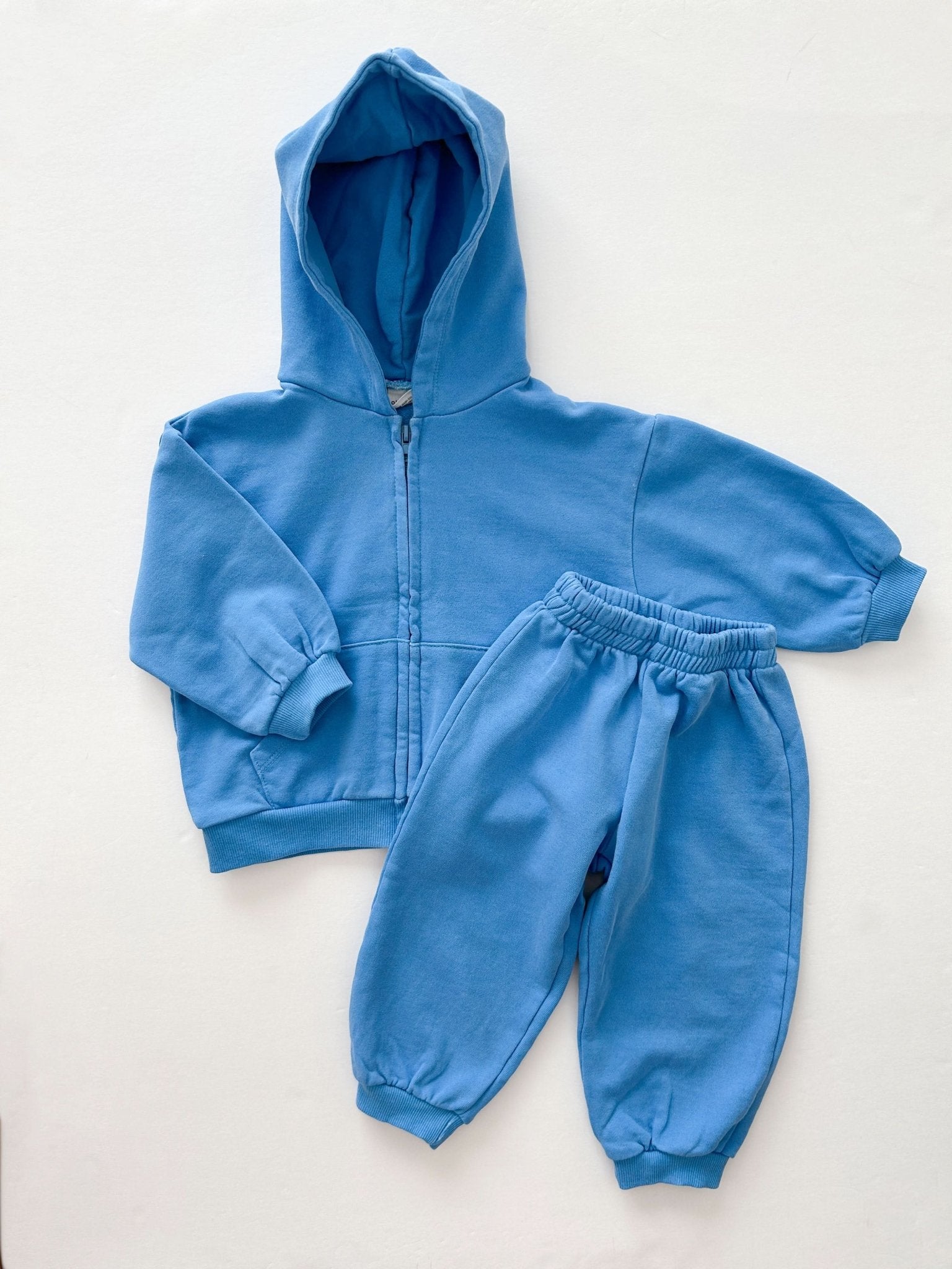 [At Noon Original Design] Kids Pigment Dyed Zip - up Hoodie and Jogger Pants Set (1 - 7y) - 4 Colors kids outfit