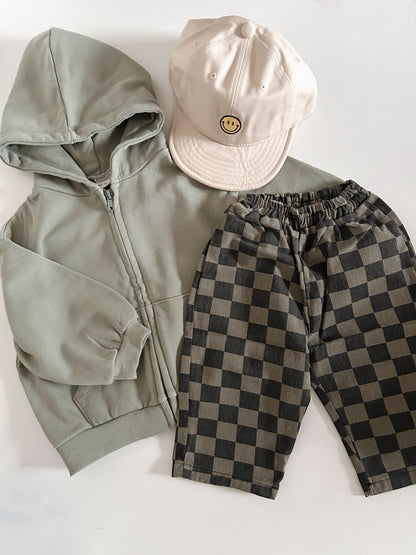 [At Noon Original Design] Kids Pigment Dyed Zip - up Hoodie and Jogger Pants Set (1 - 7y) - 4 Colors kids outfit