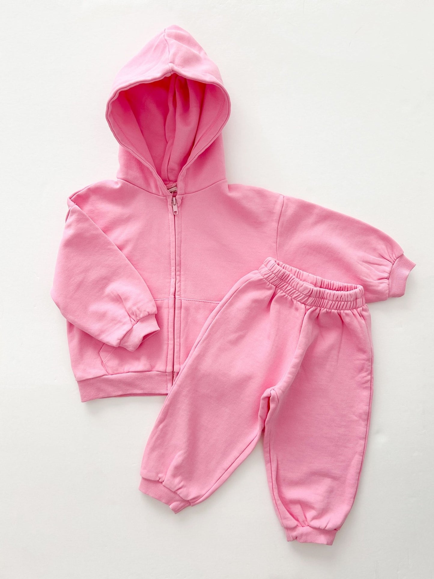 [At Noon Original Design] Kids Pigment Dyed Zip - up Hoodie and Jogger Pants Set (1 - 7y) - 4 Colors kids outfit