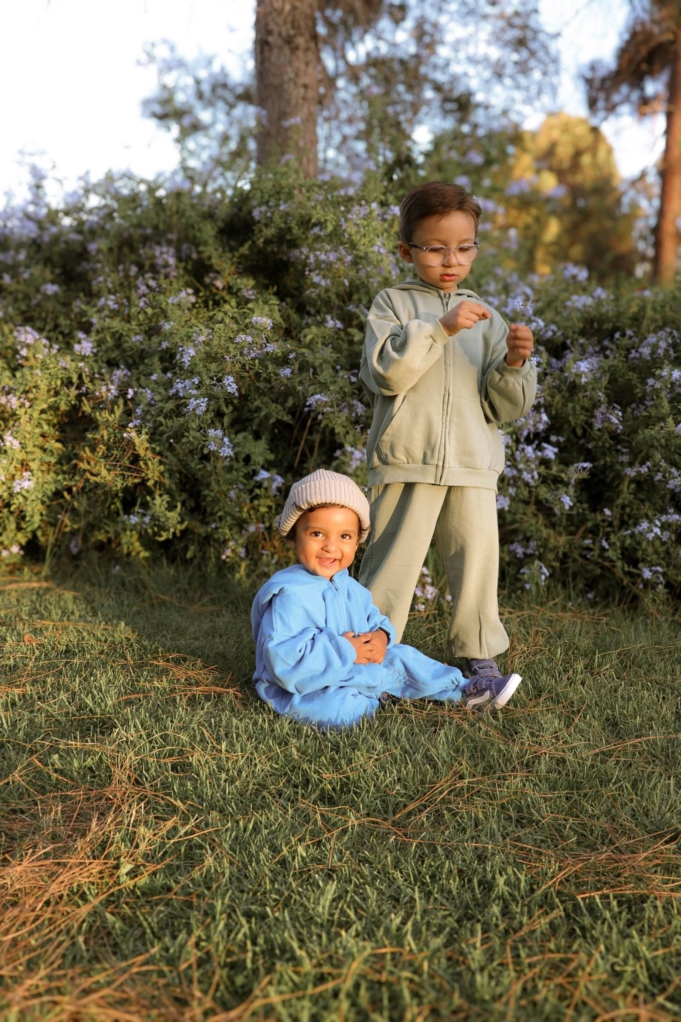 [At Noon Original Design] Kids Pigment Dyed Zip - up Hoodie and Jogger Pants Set (1 - 7y) - 4 Colors kids outfit