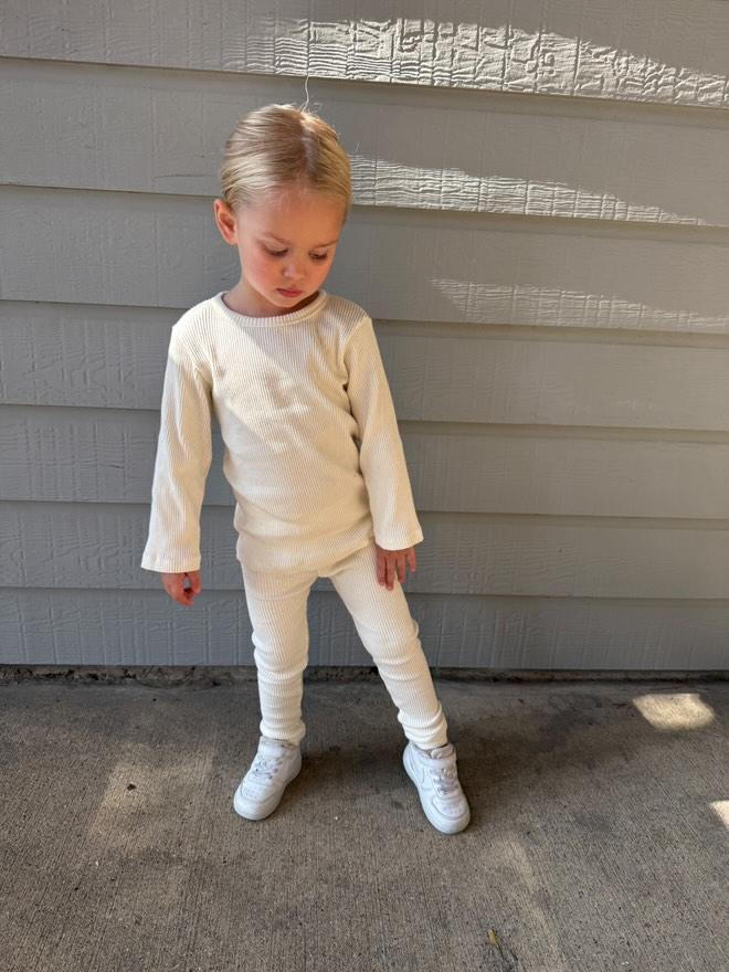 [At Noon Original Design] Kids Ribbed Long Sleeve Top and Leggings Set (6m - 8y) - 5 Colors kids outfit