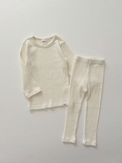 [At Noon Original Design] Kids Ribbed Long Sleeve Top and Leggings Set (6m - 8y) - 5 Colors kids outfit