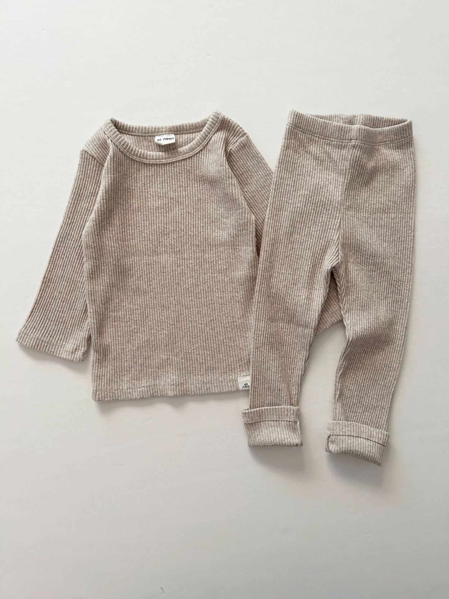 [At Noon Original Design] Kids Ribbed Long Sleeve Top and Leggings Set (6m - 8y) - 5 Colors kids outfit