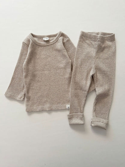 [At Noon Original Design] Kids Ribbed Long Sleeve Top and Leggings Set (6m - 8y) - 5 Colors kids outfit