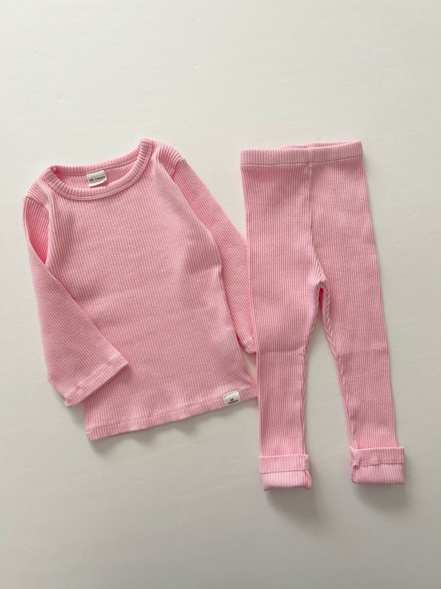 [At Noon Original Design] Kids Ribbed Long Sleeve Top and Leggings Set (6m - 8y) - 5 Colors kids outfit