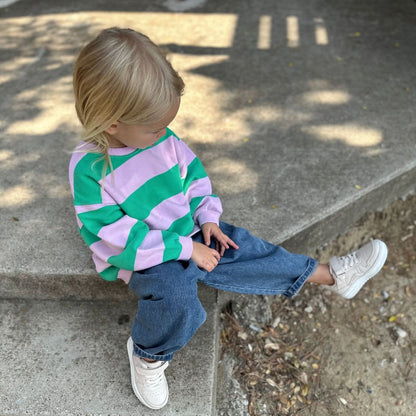 [At Noon Original Design] Kids Soft French Terry Cotton Stripe Sweatshirt (6m - 8y) - 4 Colors kids outfit