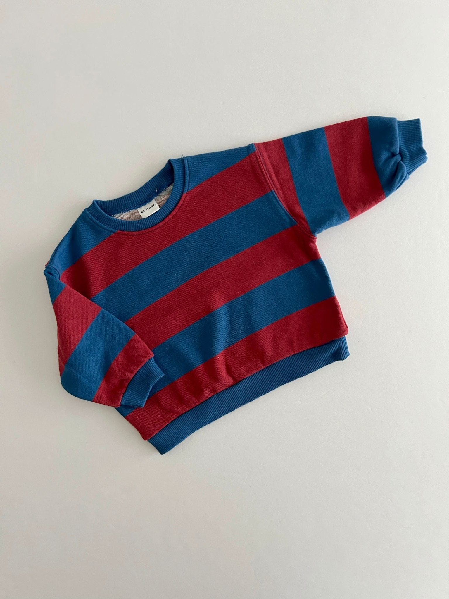 [At Noon Original Design] Kids Soft French Terry Cotton Stripe Sweatshirt (6m - 8y) - 4 Colors kids outfit
