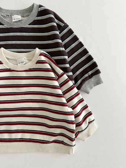[At Noon Original Design] Kids Soft French Terry Cotton Stripe Sweatshirt (6m - 8y) - 4 Colors kids outfit