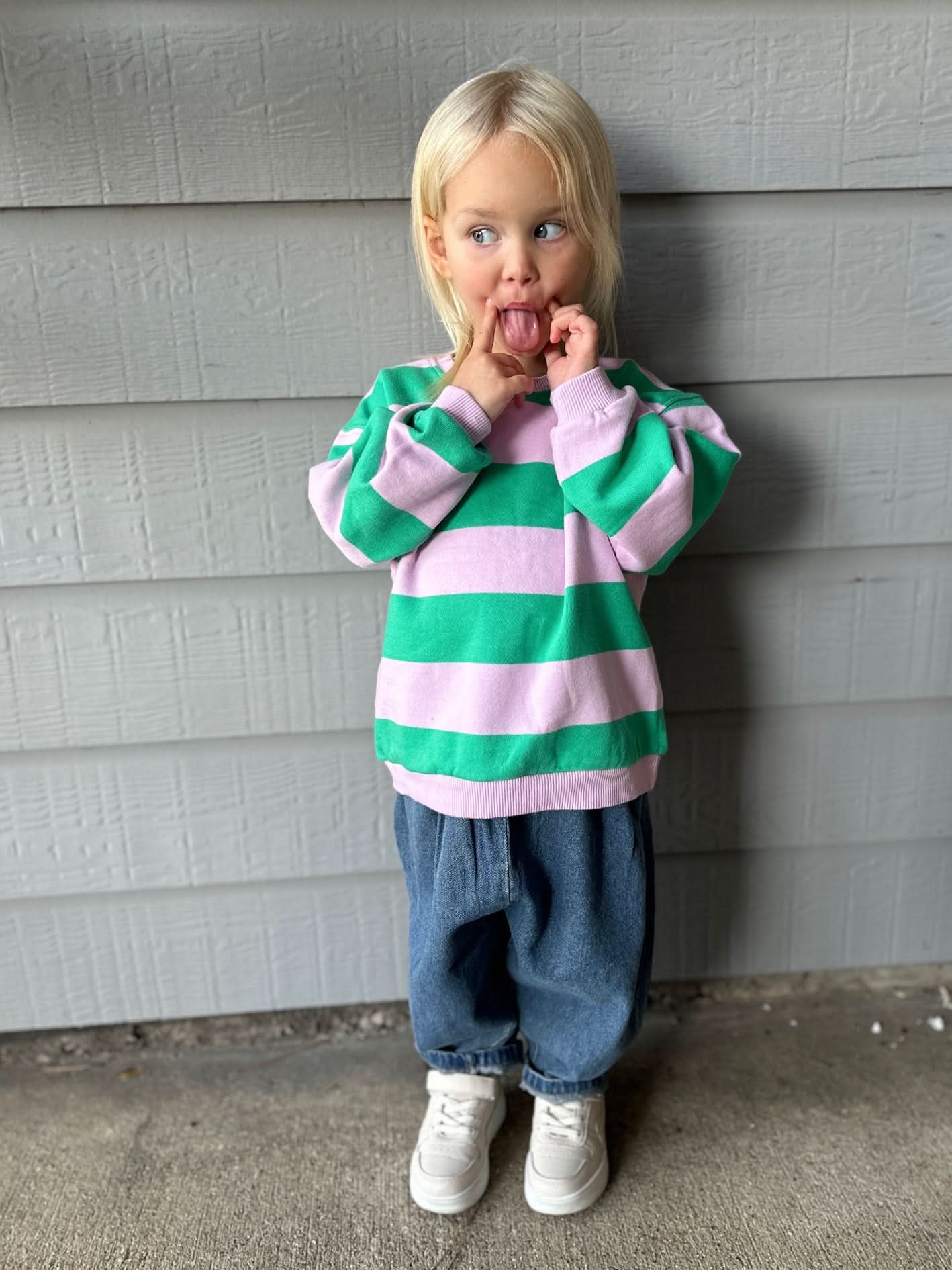 [At Noon Original Design] Kids Soft French Terry Cotton Stripe Sweatshirt (6m - 8y) - 4 Colors kids outfit