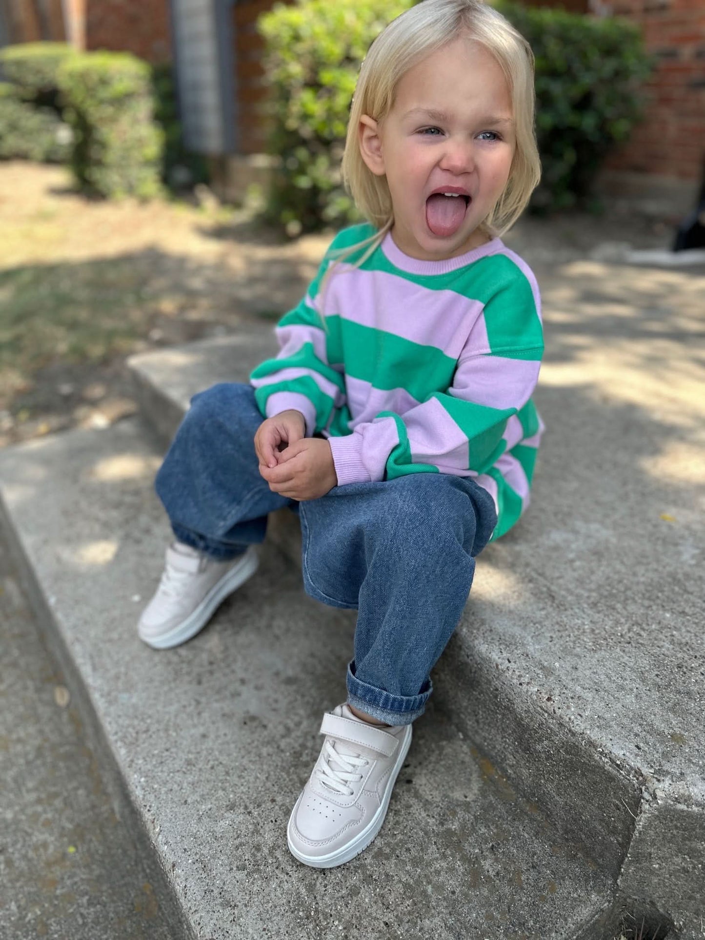 [At Noon Original Design] Kids Soft French Terry Cotton Stripe Sweatshirt (6m - 8y) - 4 Colors kids outfit