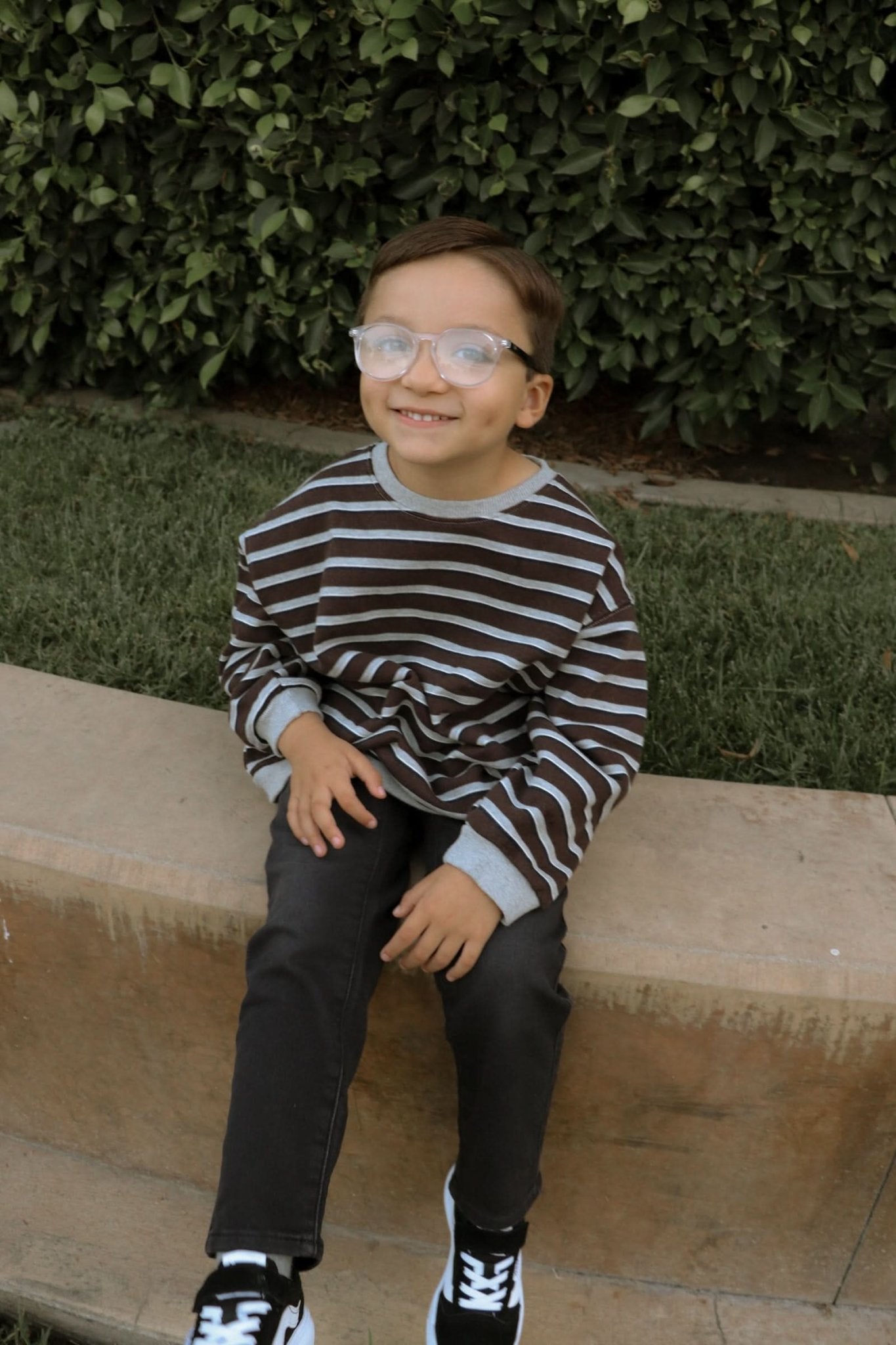 [At Noon Original Design] Kids Soft French Terry Cotton Stripe Sweatshirt (6m - 8y) - 4 Colors kids outfit
