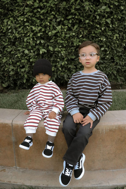 [At Noon Original Design] Kids Soft French Terry Cotton Stripe Sweatshirt (6m - 8y) - 4 Colors kids outfit