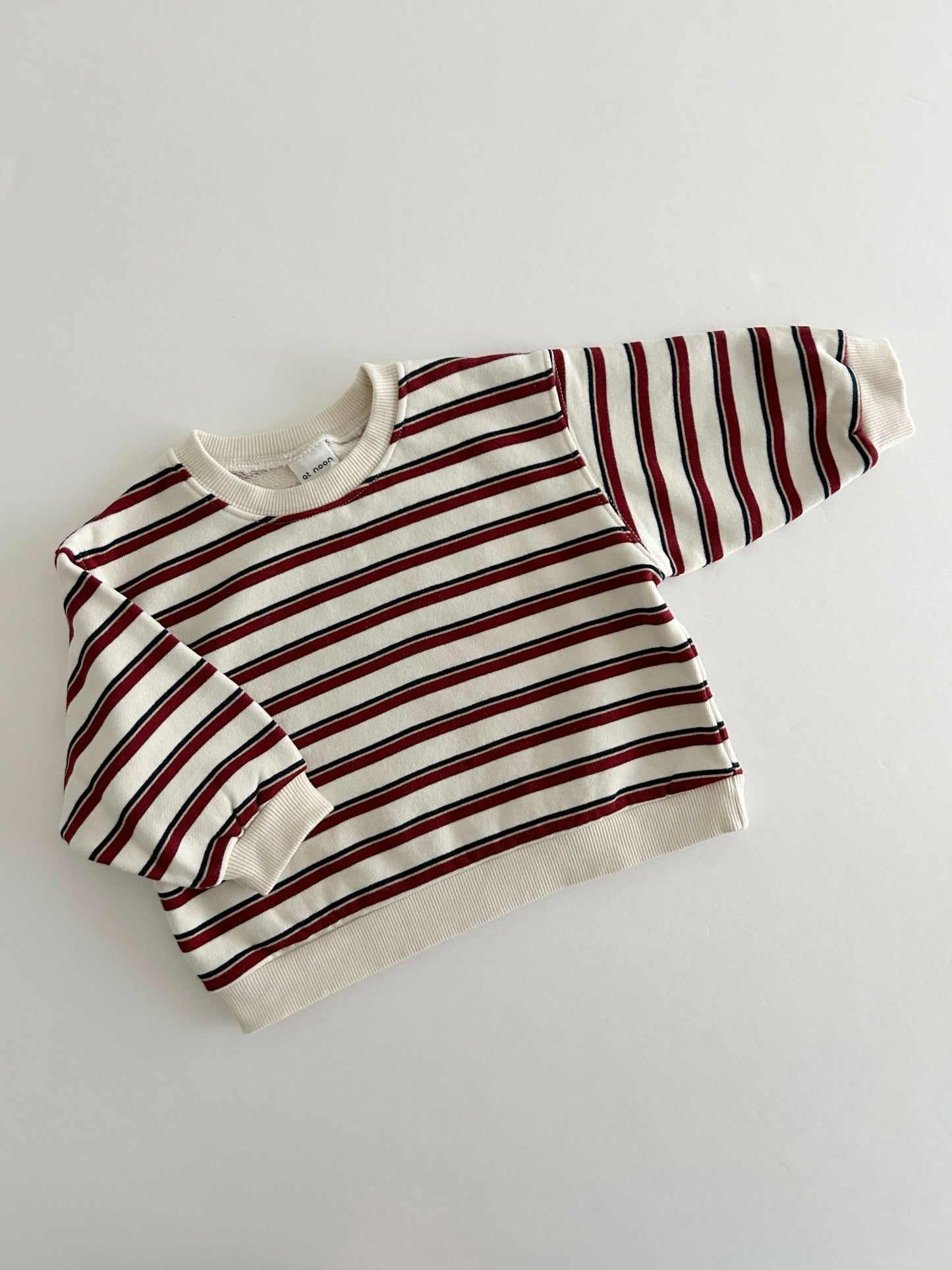 [At Noon Original Design] Kids Soft French Terry Cotton Stripe Sweatshirt (6m - 8y) - 4 Colors kids outfit