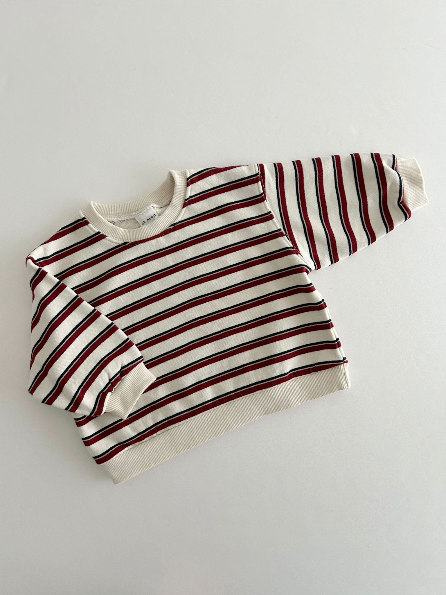 [At Noon Original Design] Kids Soft French Terry Cotton Stripe Sweatshirt (6m - 8y) - 4 Colors kids outfit