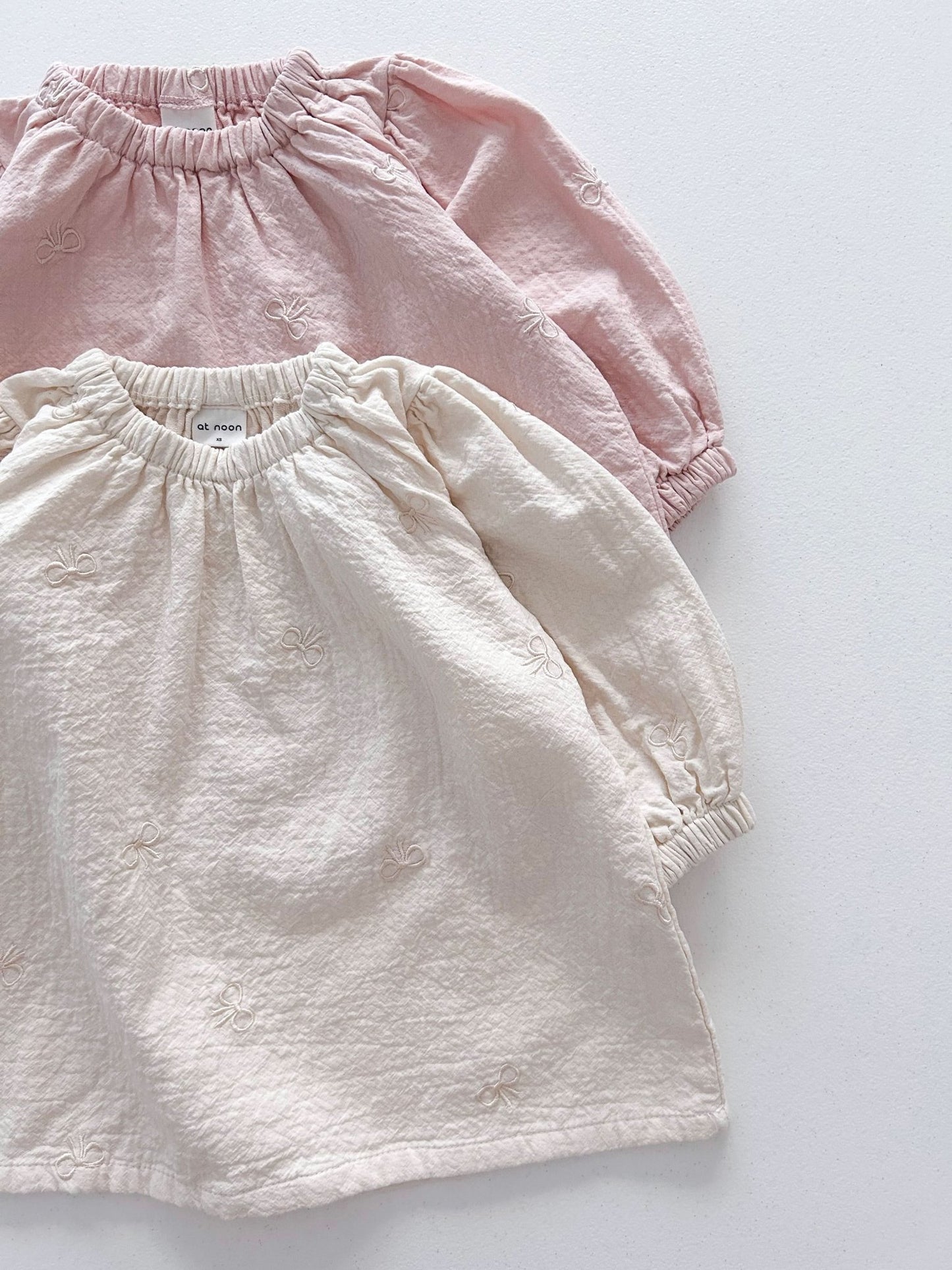 [At Noon Original Design] Toddler Bow Embroidery Gauze Cotton Dress (1 - 6y) - 2 Colors kids outfit