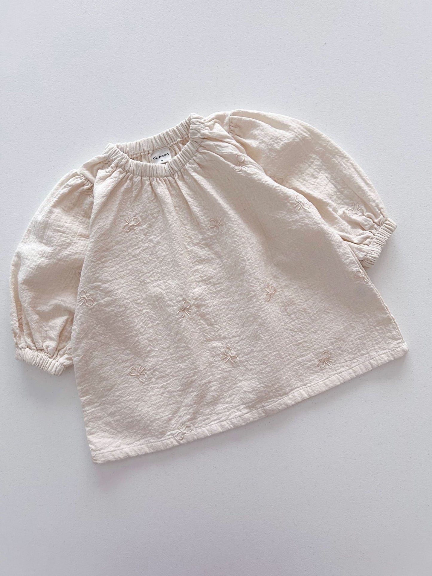 [At Noon Original Design] Toddler Bow Embroidery Gauze Cotton Dress (1 - 6y) - 2 Colors kids outfit