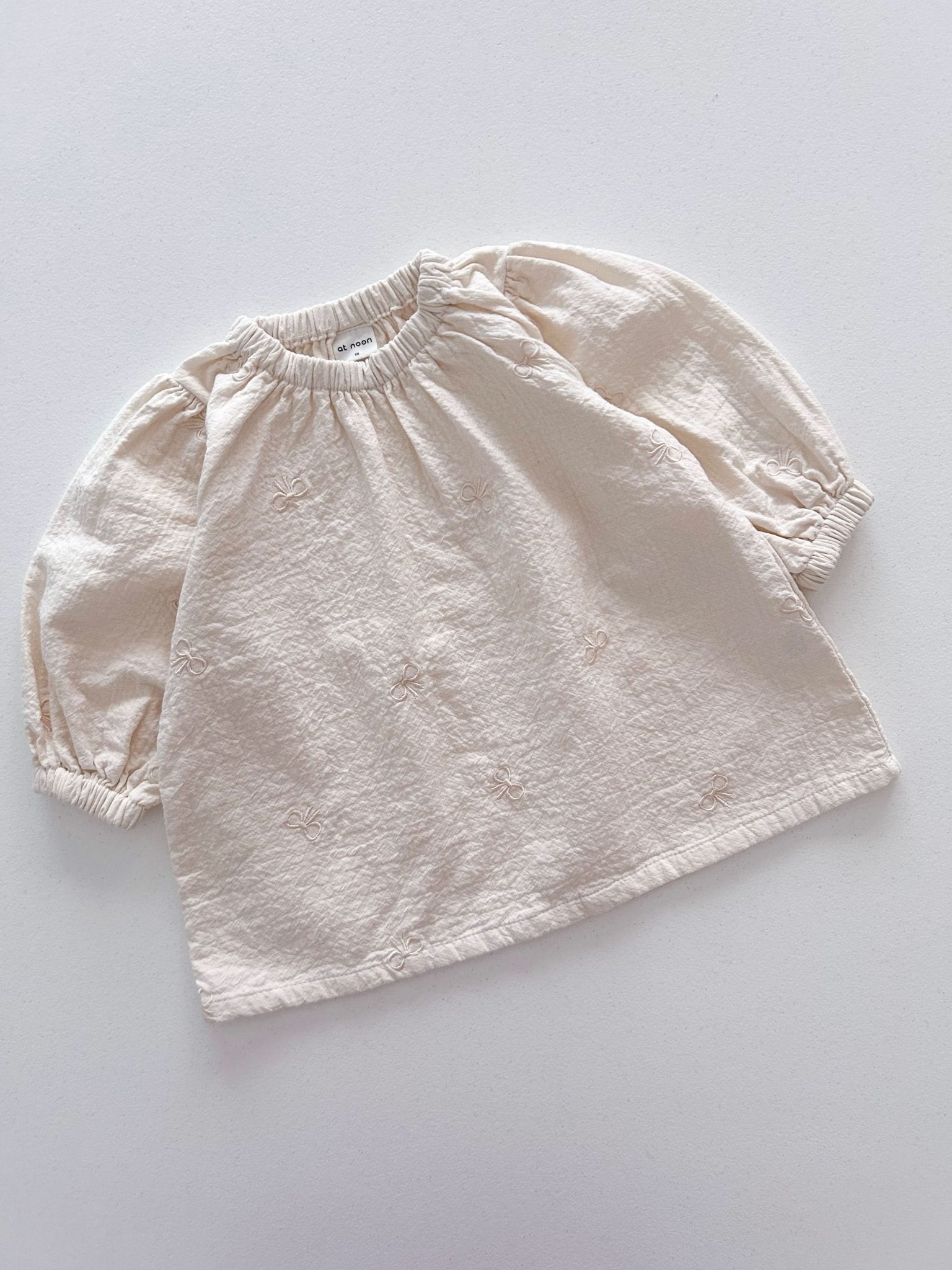[At Noon Original Design] Toddler Bow Embroidery Gauze Cotton Dress (1 - 6y) - 2 Colors kids outfit