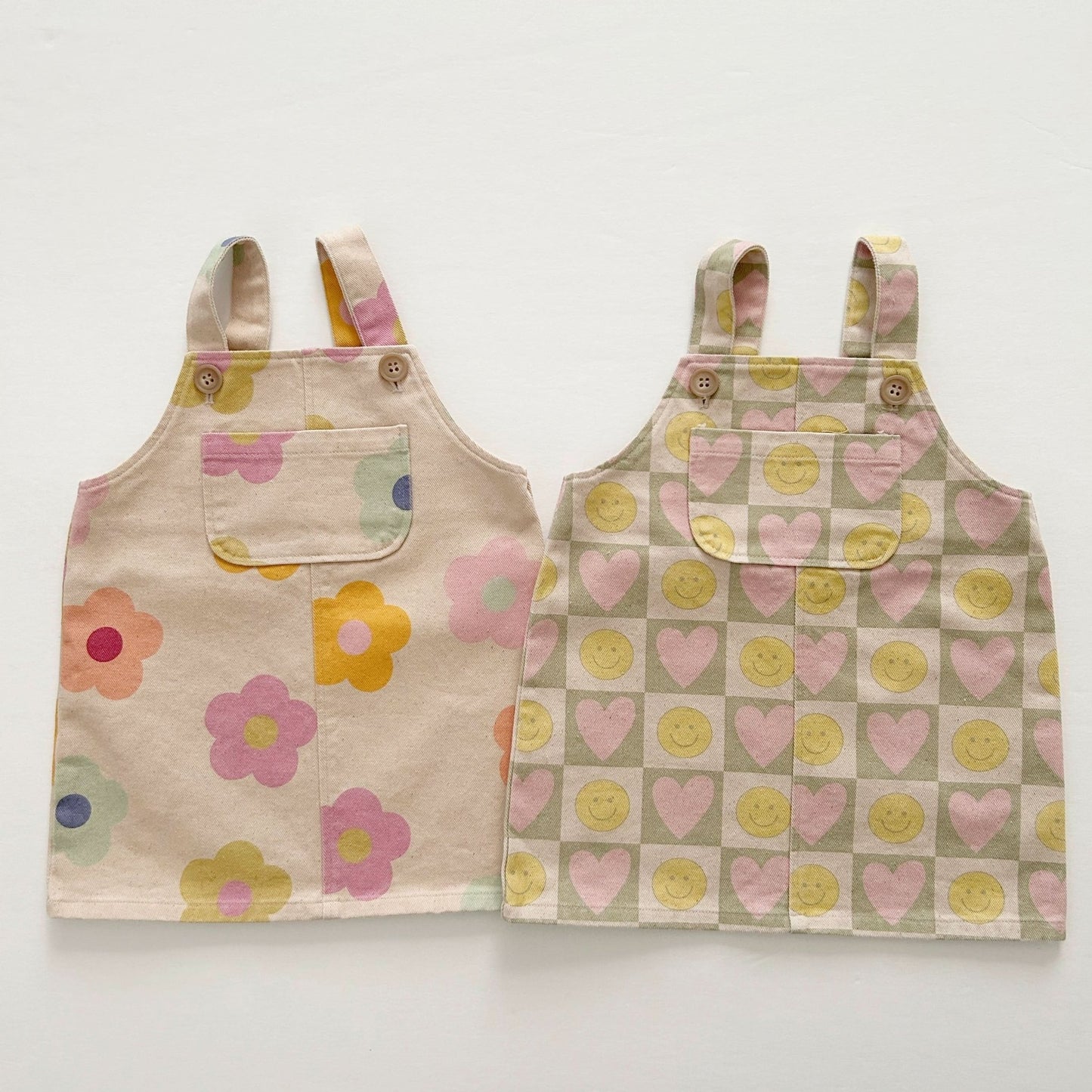 [At Noon Original Design] Toddler Kangaroo Pocket Printed Denim Skirtall (6m - 8y) - 2Colors kids outfit