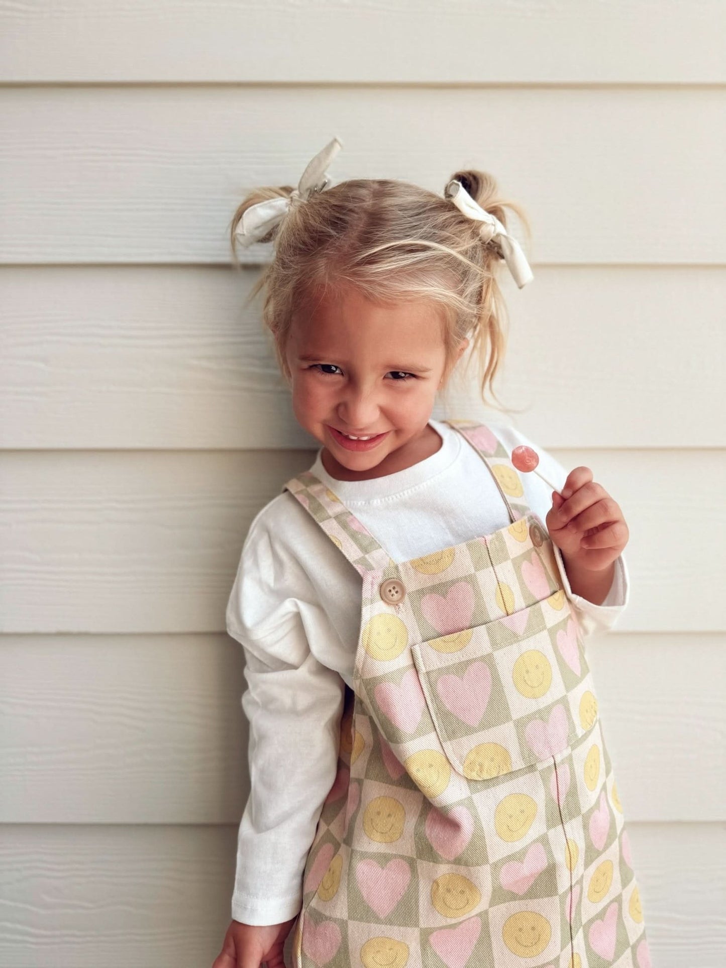 [At Noon Original Design] Toddler Kangaroo Pocket Printed Denim Skirtall (6m - 8y) - 2Colors kids outfit