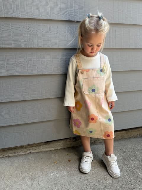 [At Noon Original Design] Toddler Kangaroo Pocket Printed Denim Skirtall (6m - 8y) - 2Colors kids outfit