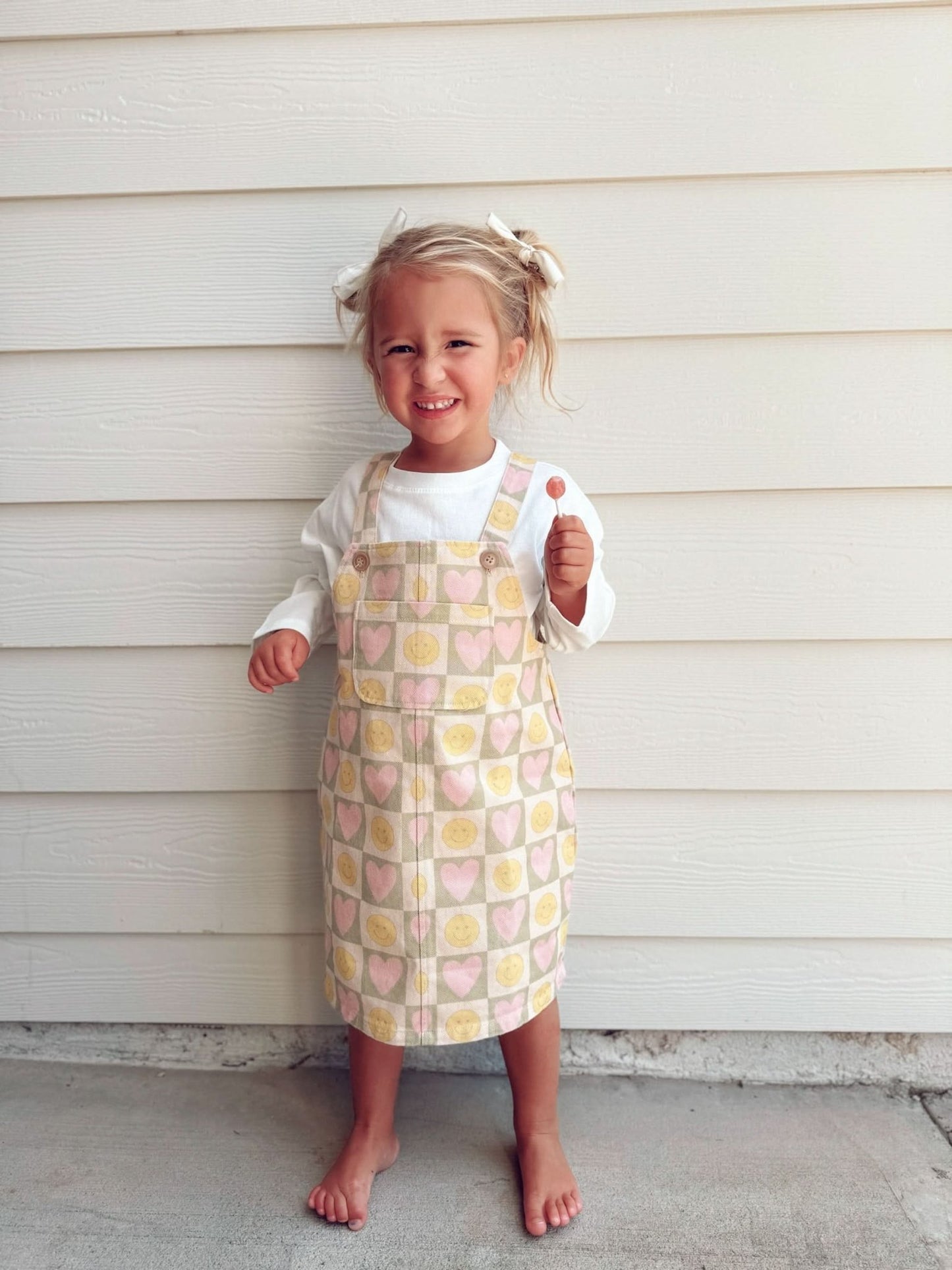 [At Noon Original Design] Toddler Kangaroo Pocket Printed Denim Skirtall (6m - 8y) - 2Colors kids outfit