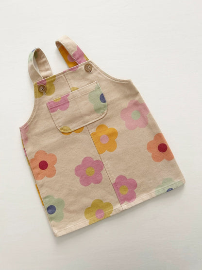 [At Noon Original Design] Toddler Kangaroo Pocket Printed Denim Skirtall (6m - 8y) - 2Colors kids outfit