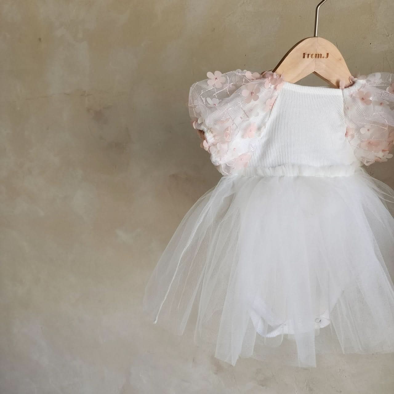 Baby 3D Daisy Puff Sleeve Tutu Dress Romper (3 - 18m) - 2 Colors kids outfit
