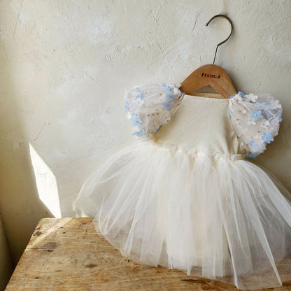 Baby 3D Daisy Puff Sleeve Tutu Dress Romper (3 - 18m) - 2 Colors kids outfit