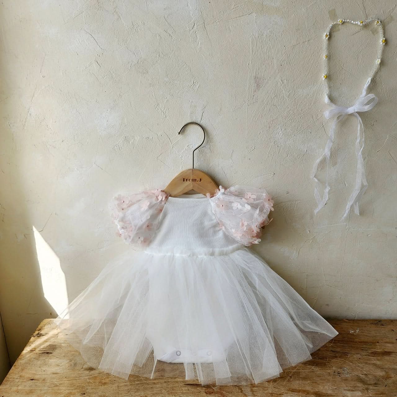 Baby 3D Daisy Puff Sleeve Tutu Dress Romper (3 - 18m) - 2 Colors kids outfit