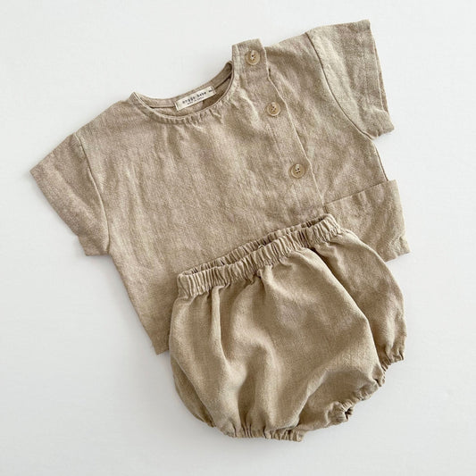 Baby Anggo Short Sleeve Button Top and Bloomer Shorts Set (3 - 18m) kids outfit
