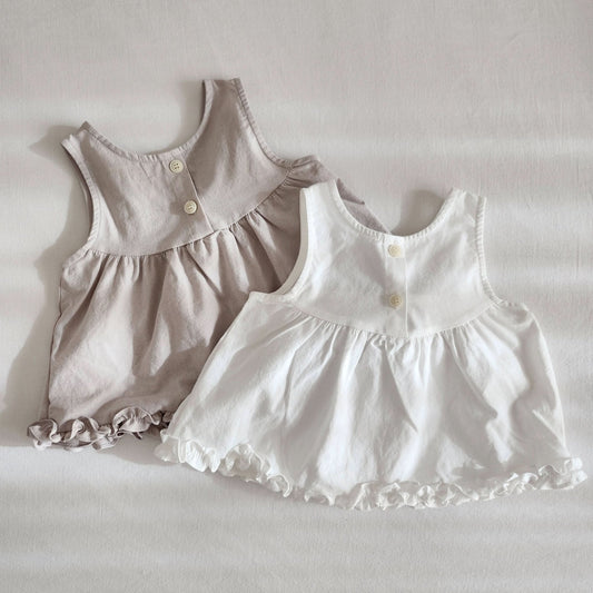 Baby Ann Frill Hem Sleeveless Top (3 - 17m) - 2 Colors kids outfit