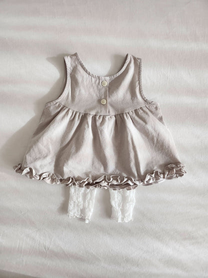 Baby Ann Frill Hem Sleeveless Top (3 - 17m) - 2 Colors kids outfit
