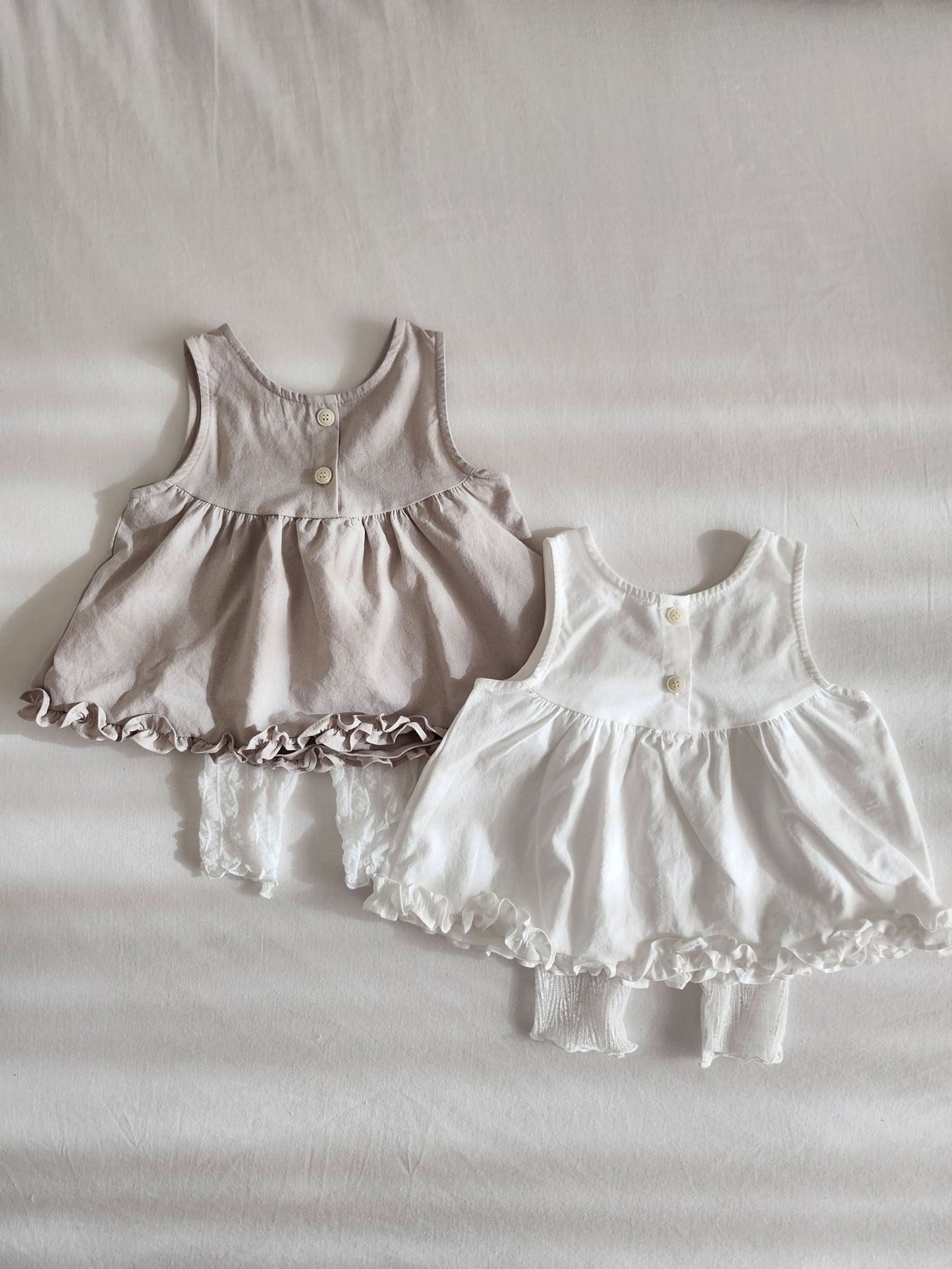 Baby Ann Frill Hem Sleeveless Top (3 - 17m) - 2 Colors kids outfit