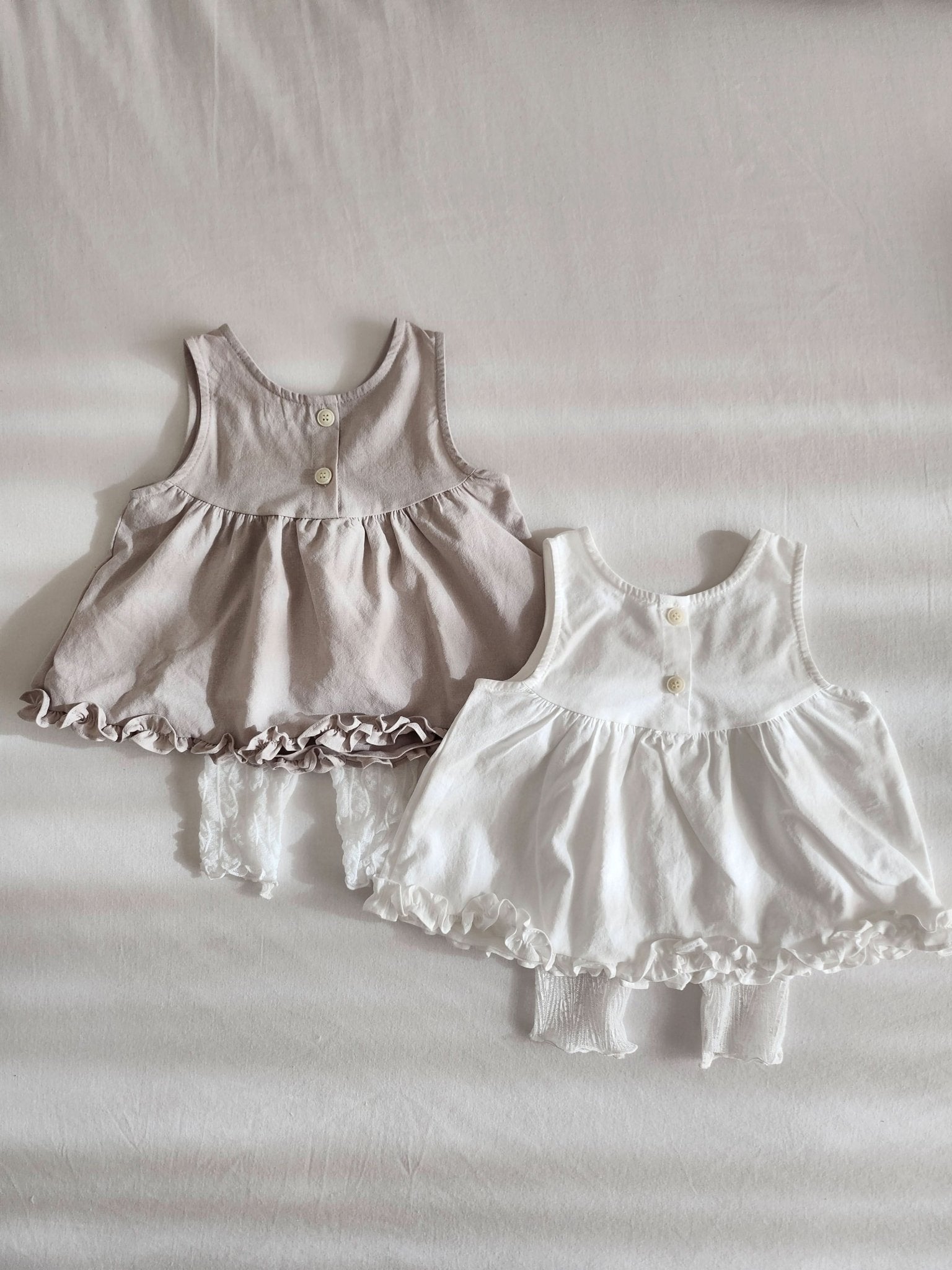 Baby Ann Frill Hem Sleeveless Top (3 - 17m) - 2 Colors kids outfit