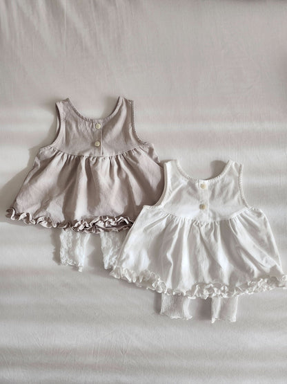 Baby Ann Frill Hem Sleeveless Top (3 - 17m) - 2 Colors kids outfit