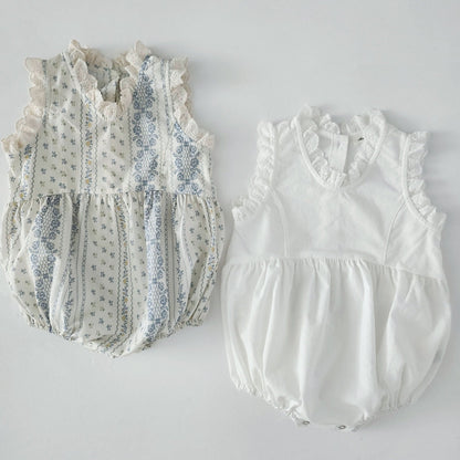 Baby Ann Lace Trim Neck Sleeveless Romper (3 - 17m) - 2 Colors kids outfit