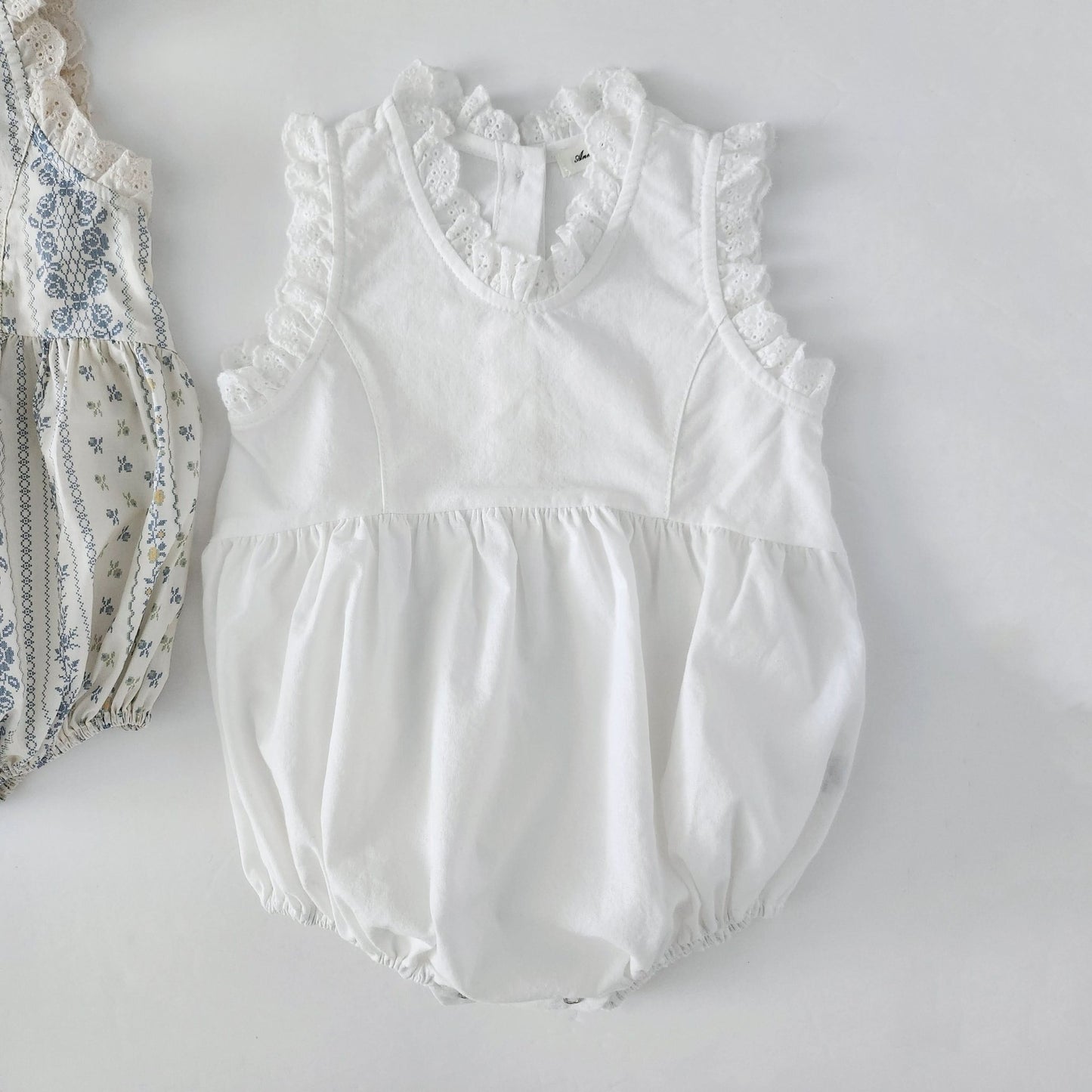 Baby Ann Lace Trim Neck Sleeveless Romper (3 - 17m) - 2 Colors kids outfit
