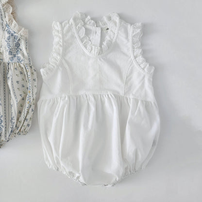 Baby Ann Lace Trim Neck Sleeveless Romper (3 - 17m) - 2 Colors kids outfit
